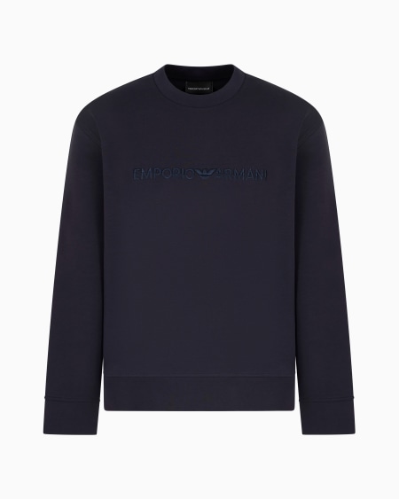 Armani Sudadera de punto doble con logotipo bordado en relieve
