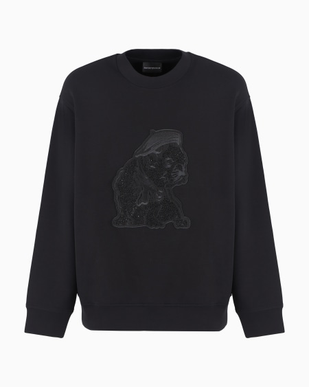 Armani Sudadera de punto doble con maxiparche de bulldog francés Clubwear