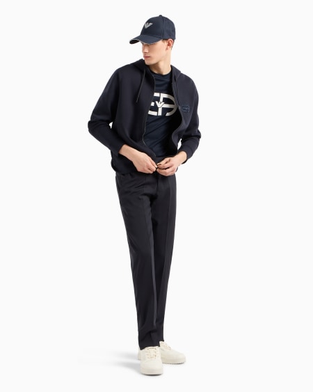 Armani Sudadera De Punto Double Con Capucha Cremallera Y Logotipo EA Bordado En Relieve