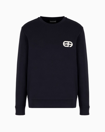 Armani Sudadera de punto double con logotipo EA bordado en relieve