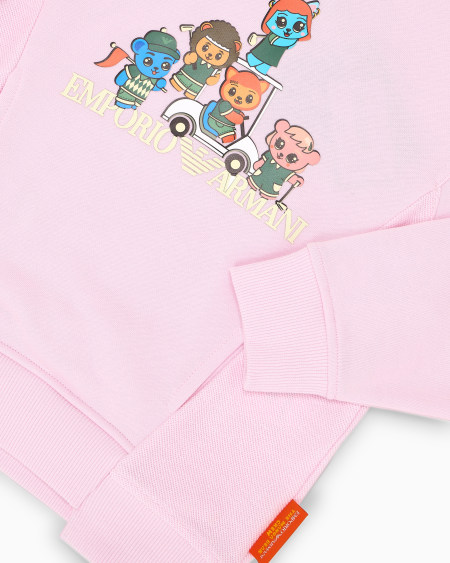 Armani Sudadera De Punto Orgánico Con Estampado Manga Bear Crew ASV
