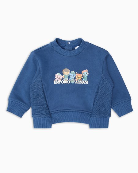 Armani Sudadera de punto orgánico con estampado Manga Bear Crew ASV