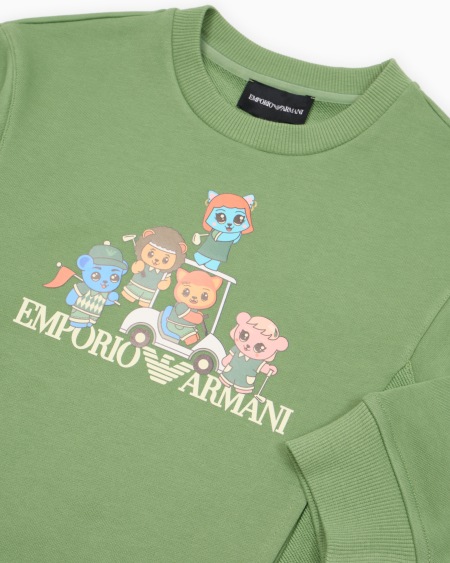 Armani Sudadera De Punto Orgánico Con Estampado Manga Bear Crew ASV