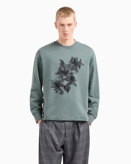 Armani Sudadera En Punto De Felpa Con Estampado Y Bordado Floral
