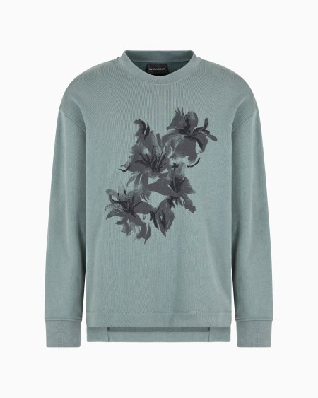 Armani Sudadera en punto de felpa con estampado y bordado floral