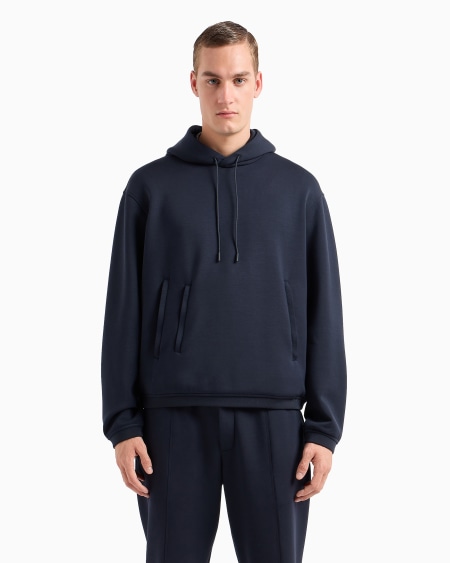 Armani Sudadera En Punto Doble De Mezcla De Modal Con Capucha Travel Essential