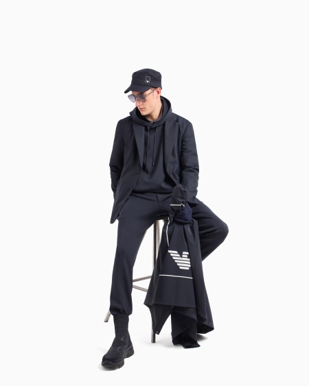 Armani Sudadera En Punto Doble De Mezcla De Modal Con Capucha Travel Essential