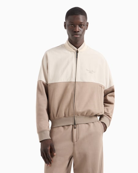 Armani Sudadera Tipo Cárdigan De Nailon Y Punto De Felpa Con Logotipo Bordado