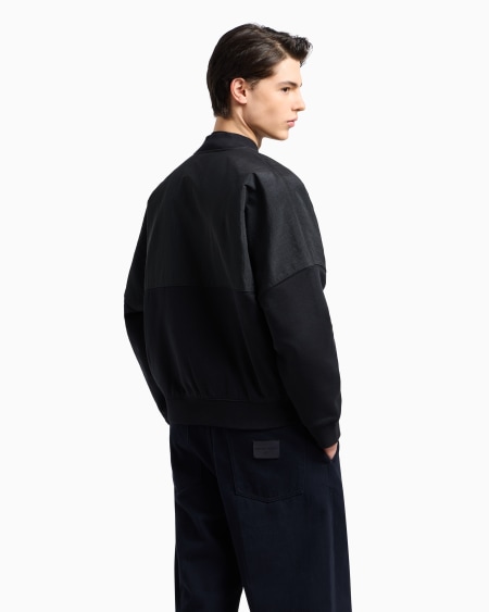 Armani Sudadera Tipo Cárdigan De Nailon Y Punto De Felpa Con Logotipo Bordado