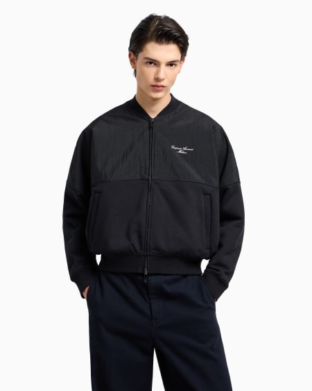 Armani Sudadera Tipo Cárdigan De Nailon Y Punto De Felpa Con Logotipo Bordado