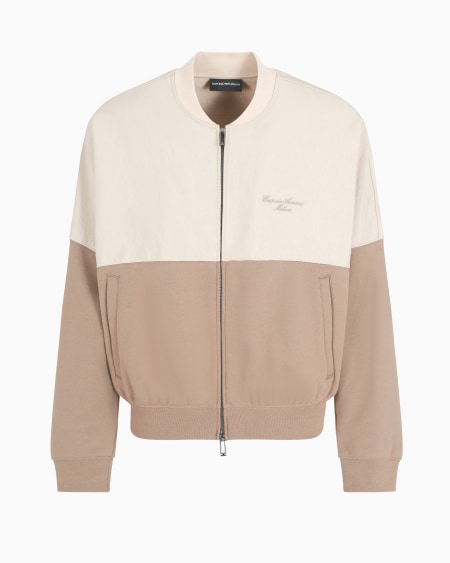 Armani Sudadera tipo cárdigan de nailon y punto de felpa con logotipo bordado