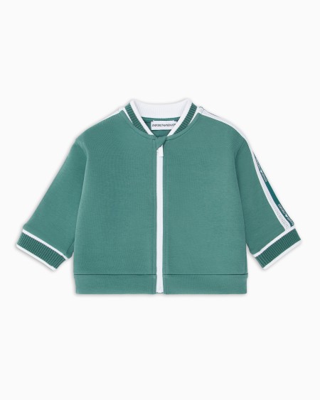 Armani Sudadera tipo cárdigan de punto doble con banda con logotipo