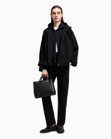 Armani Sudadera Tipo Cárdigan De Punto Doble Con Capucha E Inscripción Integral