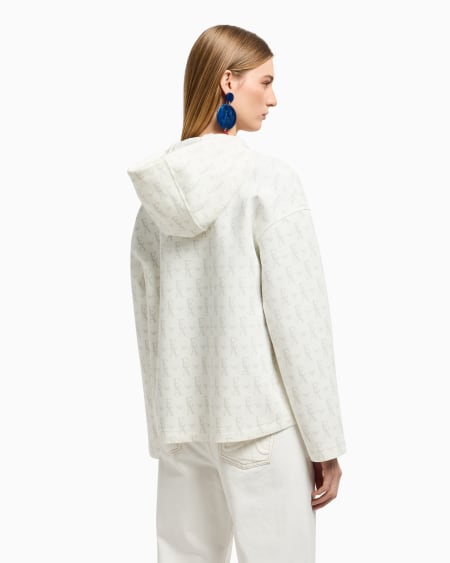 Armani Sudadera Tipo Cárdigan De Punto Doble Con Capucha E Inscripción Integral