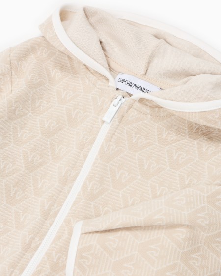 Armani Sudadera Tipo Cárdigan De Punto Jacquard Con Capucha Y Motivo Integral De águila