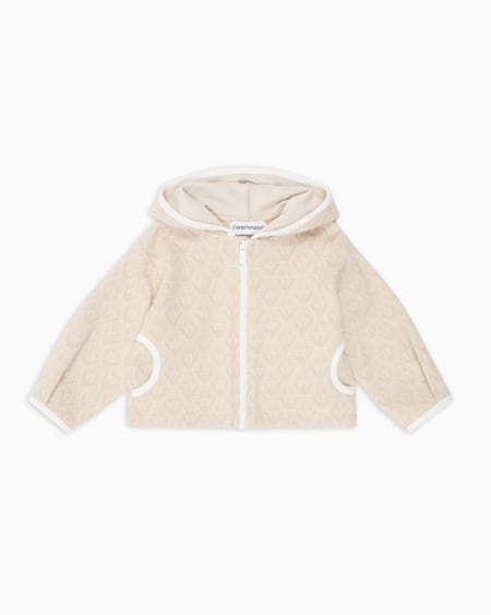 Armani Sudadera tipo cárdigan de punto jacquard con capucha y motivo integral de águila