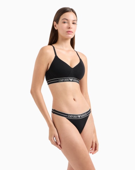 Armani Sujetador Bralette Acolchado De Algodón Orgánico Con Banda Con Logotipo ASV