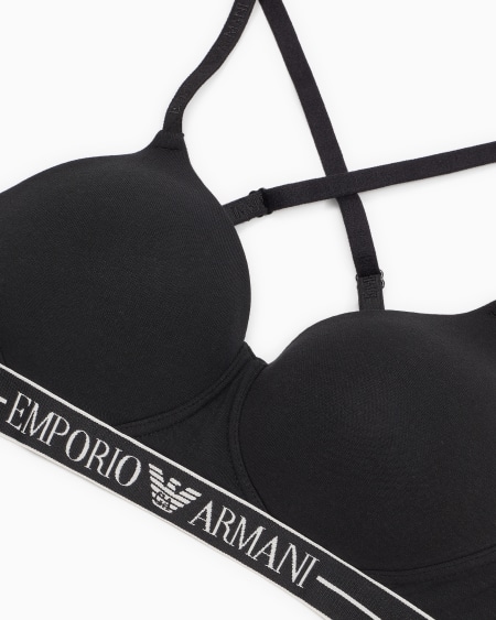 Armani Sujetador Bralette Acolchado De Algodón Orgánico Con Banda Con Logotipo ASV