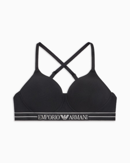 Armani Sujetador bralette acolchado de algodón orgánico con banda con logotipo ASV