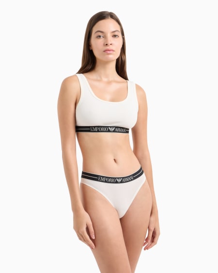 Armani Sujetador Bralette De Algodón Orgánico Con Banda Con Logotipo ASV