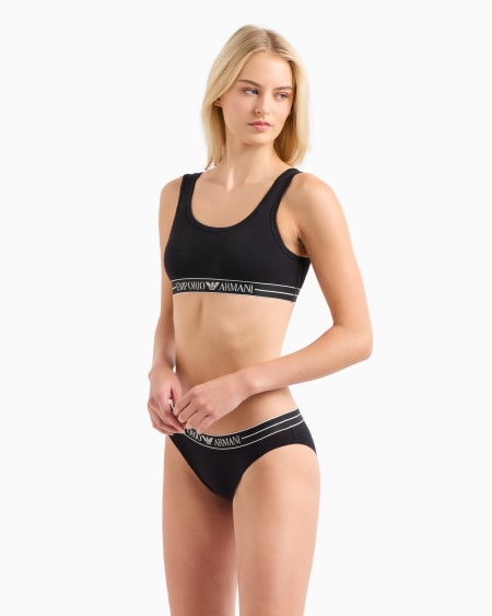 Armani Sujetador Bralette De Algodón Orgánico Con Banda Con Logotipo ASV