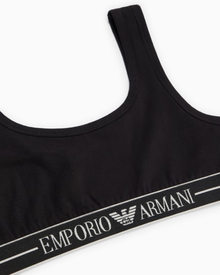 Armani Sujetador Bralette De Algodón Orgánico Con Banda Con Logotipo ASV