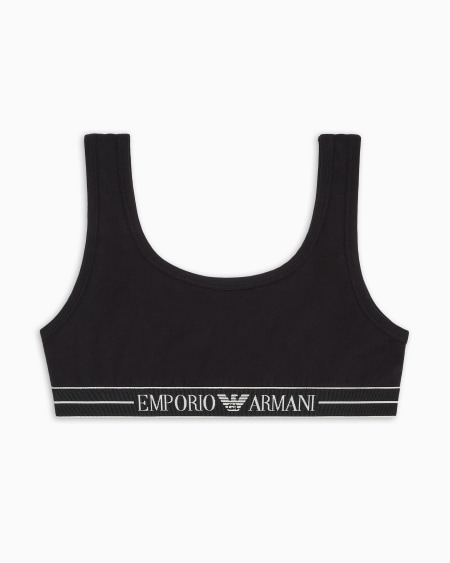 Armani Sujetador Bralette De Algodón Orgánico Con Banda Con Logotipo ASV