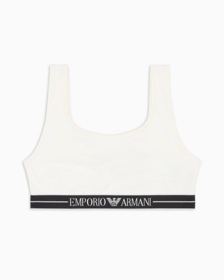 Armani Sujetador bralette de algodón orgánico con banda con logotipo ASV