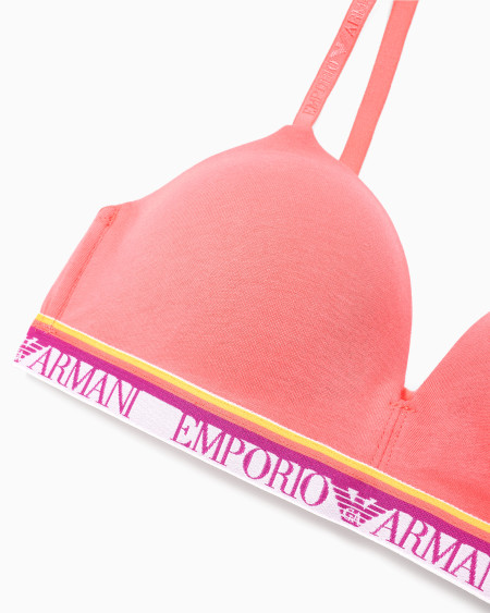 Armani Sujetador De Triángulo Acolchado En Algodón Orgánico Iconic Con Banda Con Logotipo ASV