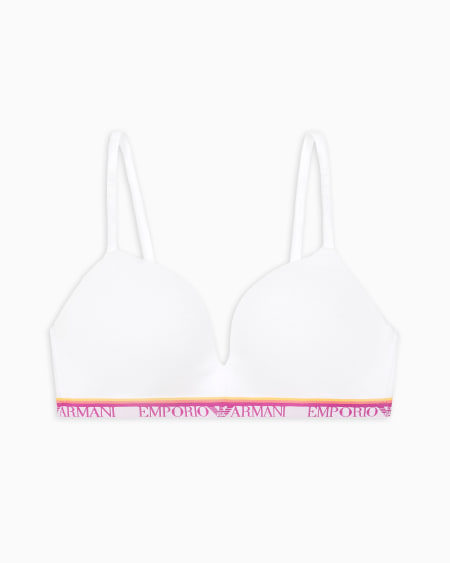 Armani Sujetador de triángulo acolchado en algodón orgánico Iconic con banda con logotipo ASV