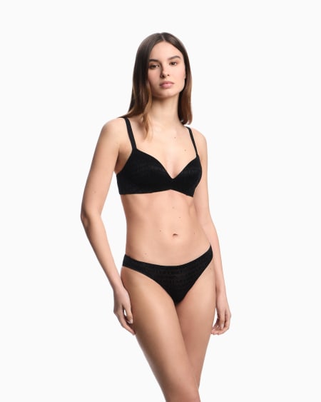 Armani Sujetador De Triángulo Acolchado En Malla Reciclada Con Inscripción Integral Del Logotipo ASV