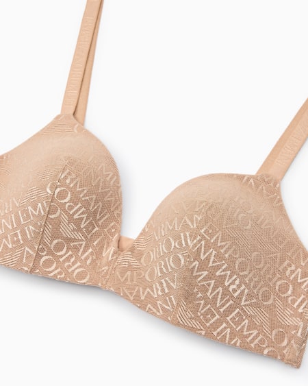 Armani Sujetador De Triángulo Acolchado En Malla Reciclada Con Inscripción Integral Del Logotipo ASV