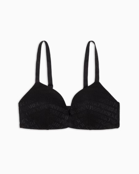 Armani Sujetador De Triángulo Acolchado En Malla Reciclada Con Inscripción Integral Del Logotipo ASV