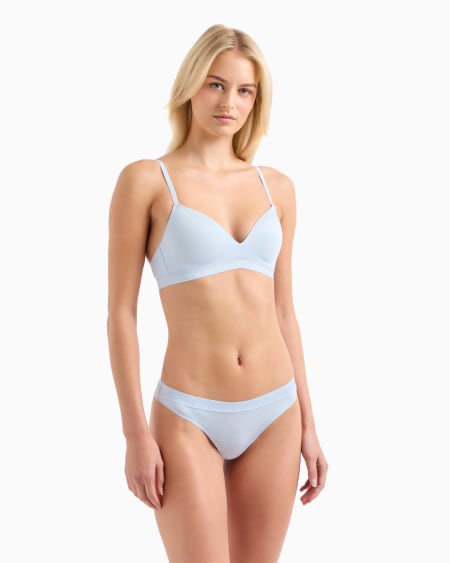 Armani Sujetador De Triángulo Acolchado En Microfibra Reciclada Iconic Con Banda Con Logotipo ASV