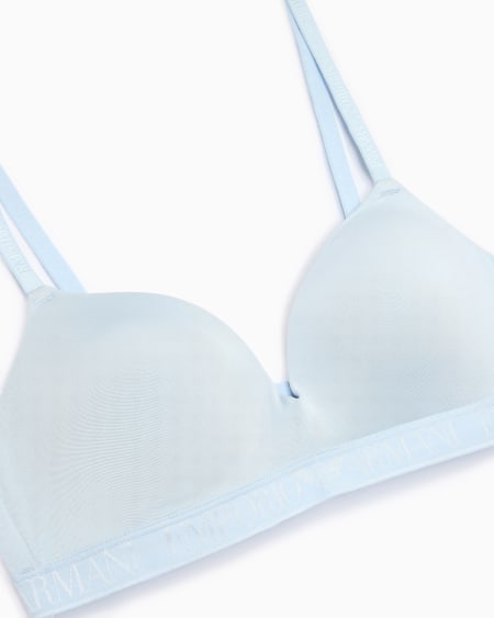 Armani Sujetador De Triángulo Acolchado En Microfibra Reciclada Iconic Con Banda Con Logotipo ASV