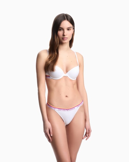 Armani Sujetador Push-up De Algodón Orgánico Iconic Con Banda Con Logotipo ASV