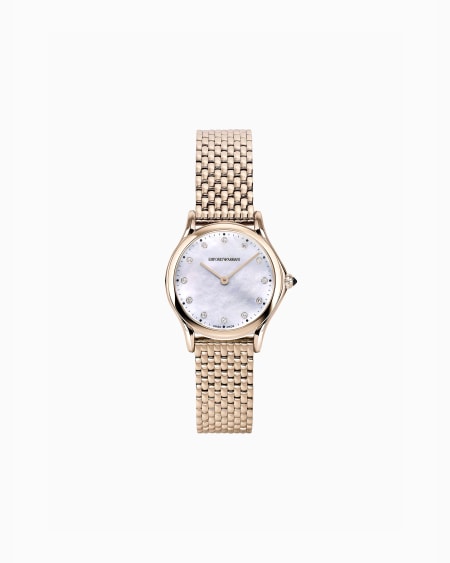 Armani Swiss Two-Hand Pale Pink Stainless Steel Watch