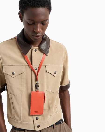 Armani Tarjetero Con Bandolera En Piel Saffiano Regenerada ASV