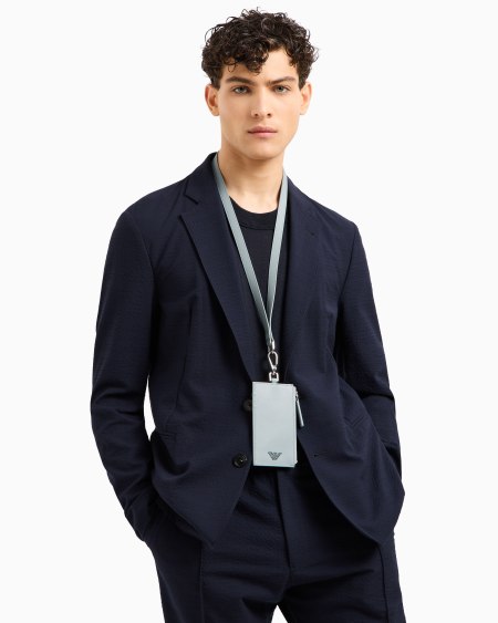 Armani Tarjetero Con Bandolera En Piel Saffiano Regenerada ASV