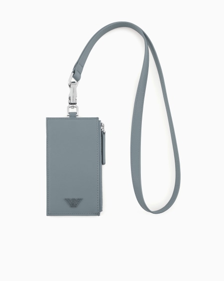 Armani Tarjetero con bandolera en piel saffiano regenerada ASV