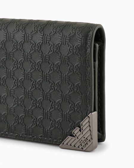 Armani Tarjetero Con Solapa De Piel Con Motivo Integral En Relieve
