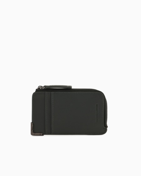 Armani Tarjetero De Piel Con Cremallera Y Motivo Integral En Relieve