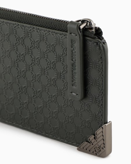 Armani Tarjetero De Piel Con Cremallera Y Motivo Integral En Relieve