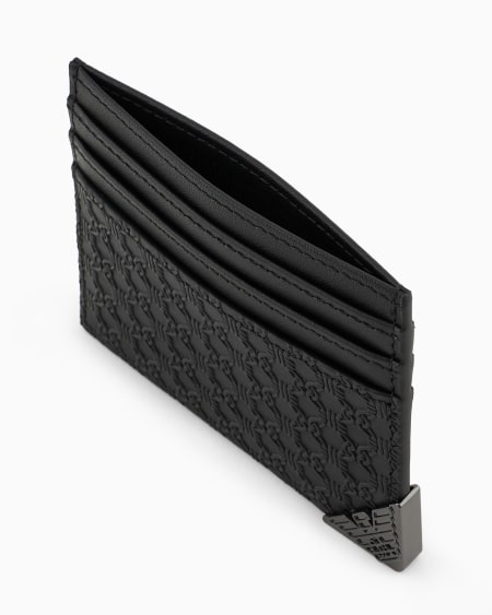 Armani Tarjetero De Piel Con Estampado Integral En Relieve