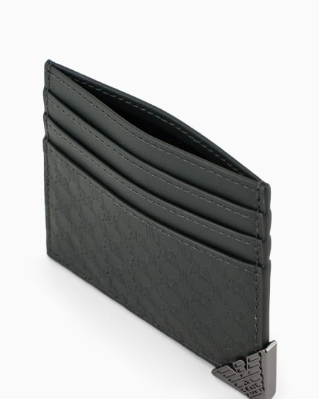 Armani Tarjetero De Piel Con Estampado Integral En Relieve