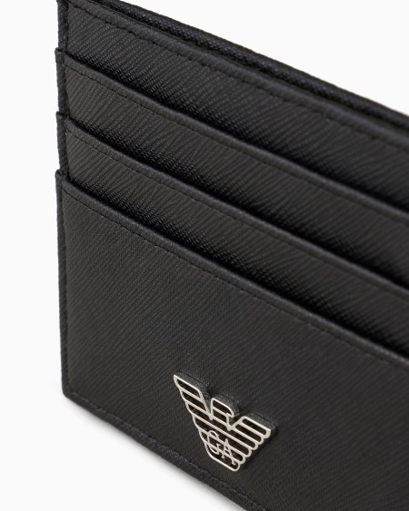 Armani Tarjetero De Piel Saffiano Regenerada Con Placa De águila ASV