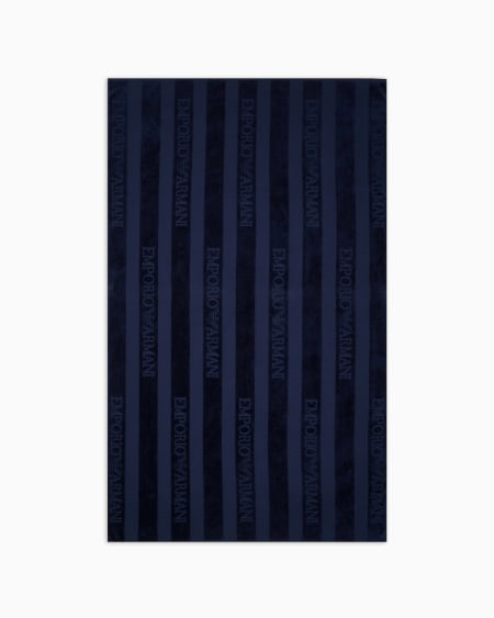Armani Toalla De Playa De Rizo A Rayas Con Logotipo