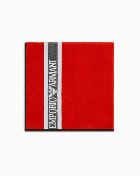 Armani Toalla de playa de rizo con cinta con logotipo