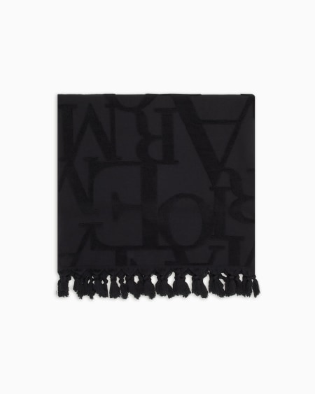 Armani Toalla de playa de rizo con logotipo resaltado tridimensional