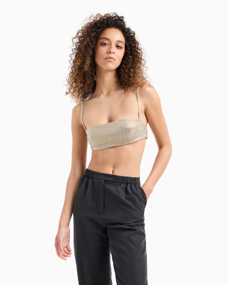 Armani Top Bandeau Con Tirantes Revestido De Strass